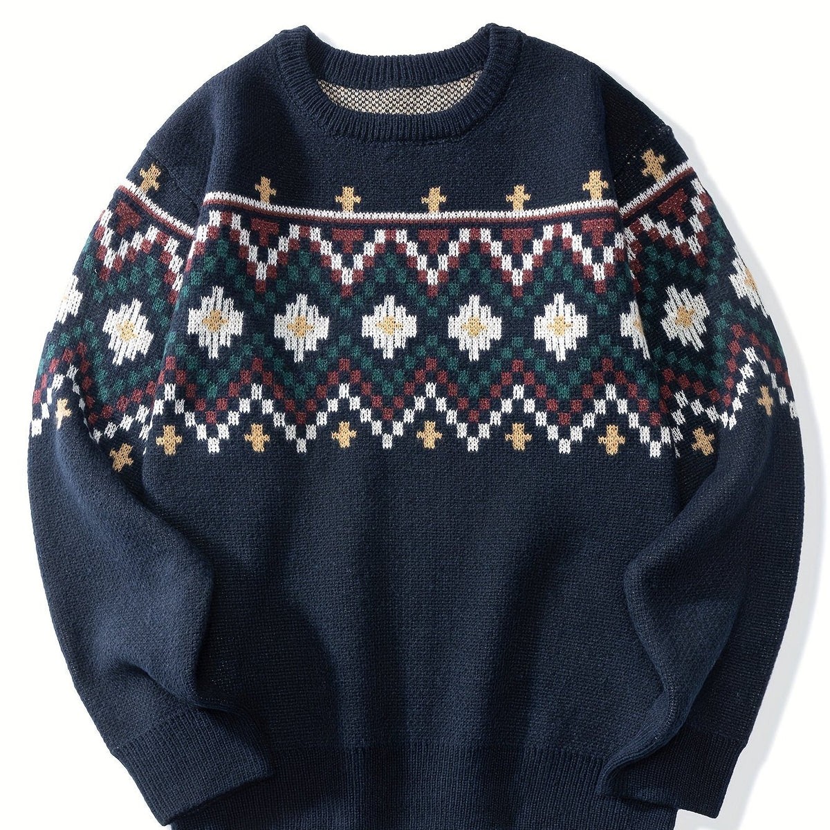 Witold – Męski sweter w norweski wzór – Granatowy