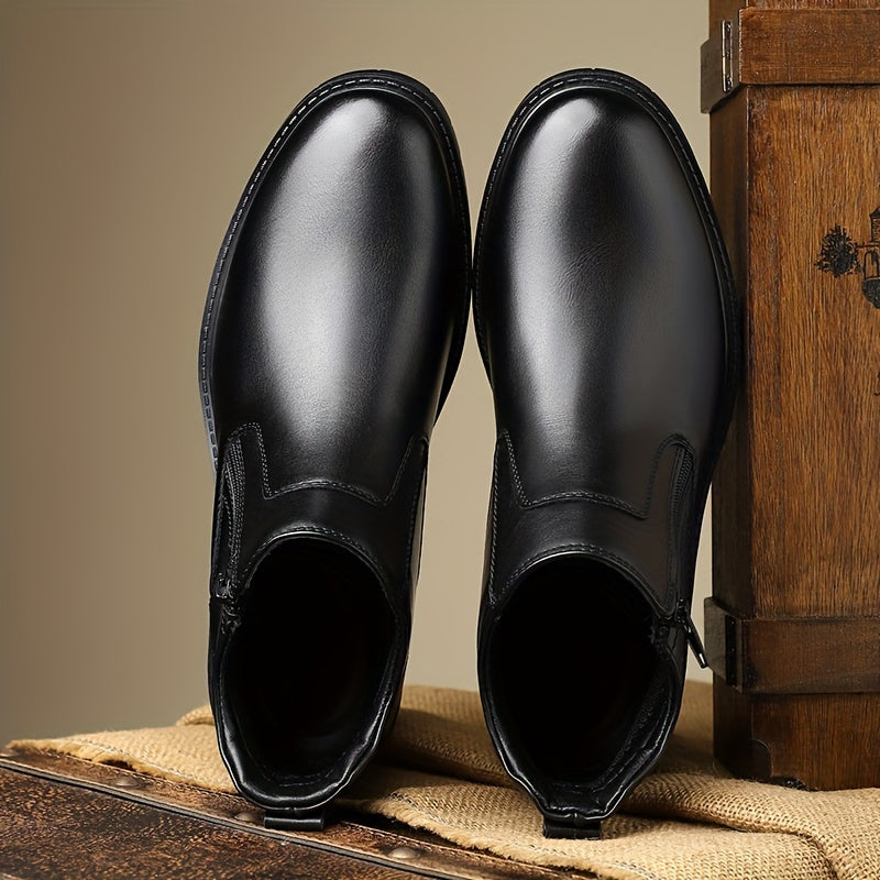 Leszek – Eleganckie botki męskie z bocznym zamkiem – Czarny (detal)