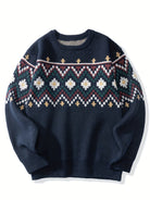 Witold – Męski sweter w norweski wzór – Granatowy (detal)