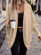 Freya – Ribbed Cocoon Batwing Cardigan – Sand (detail)
