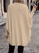 Freya – Ribbed Cocoon Batwing Cardigan – Sand (detail)