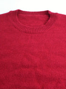 Dorota – Sweter z okrągłym dekoltem i mankietami w paski – Ceglasty (detal)