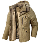 Grzegorz – Męska parka z kapturem na podszewce sherpa – Khaki