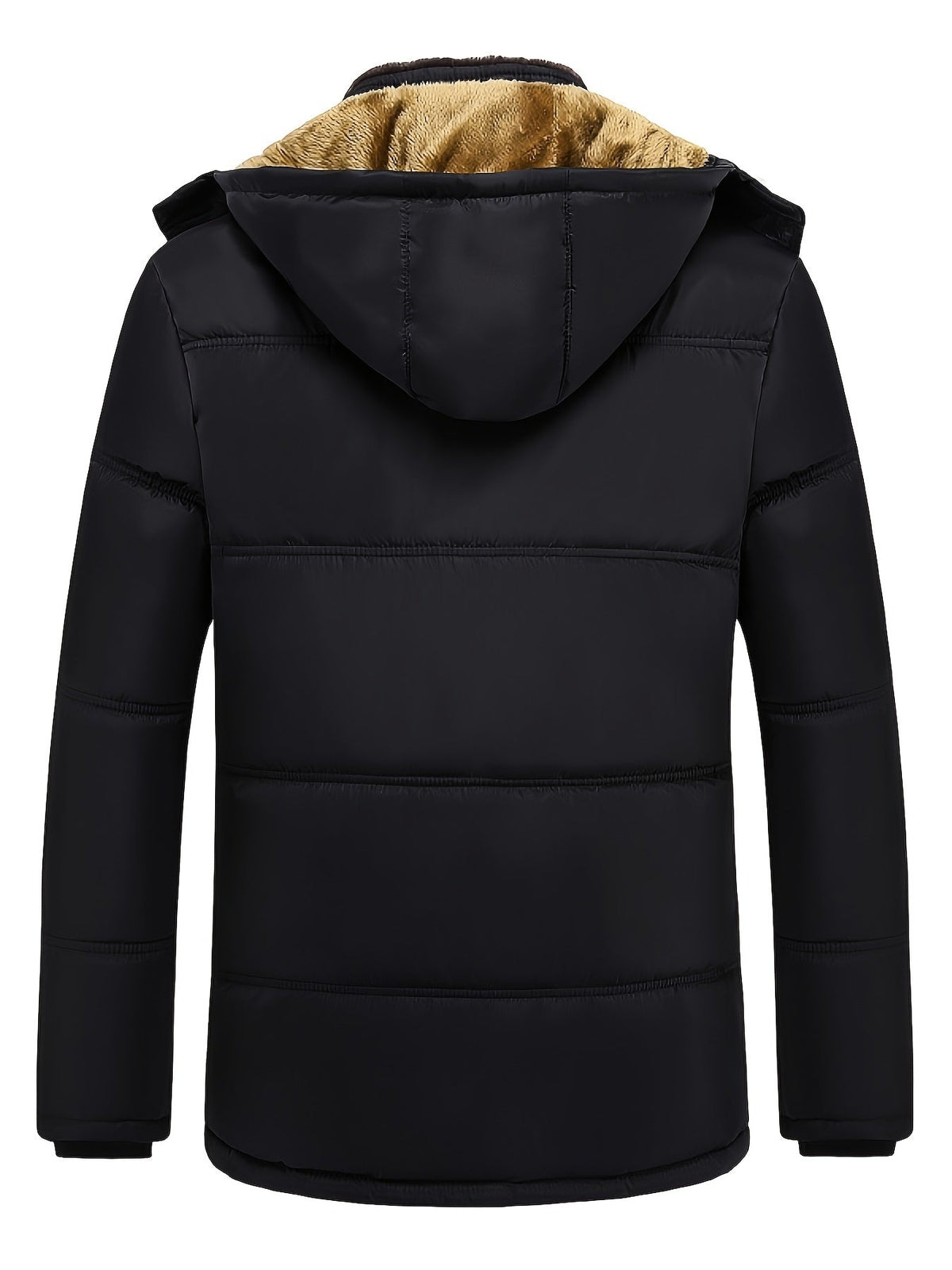 Zbigniew – Zimowa kurtka męska z polarem i kapturem – Czarny (detal)