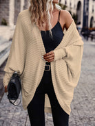 Freya – Ribbed Cocoon Batwing Cardigan – Sand (detail)